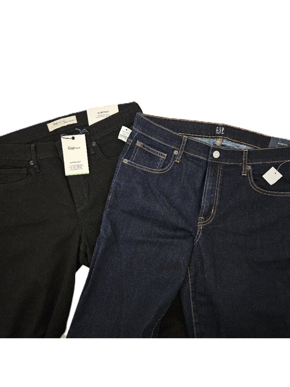 Lot TWO NWT Gap 31 Long True Skinny Jean Black Dark Blue Mid Rise Stretch